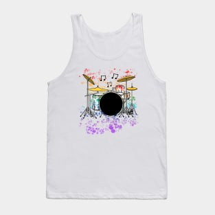 Drum Kit Rainbow Colours Drummer Musician Tank Top